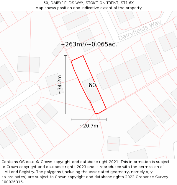 60, DAIRYFIELDS WAY, STOKE-ON-TRENT, ST1 6XJ: Plot and title map