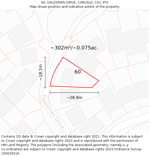 60, DALESMAN DRIVE, CARLISLE, CA1 3TH: Plot and title map