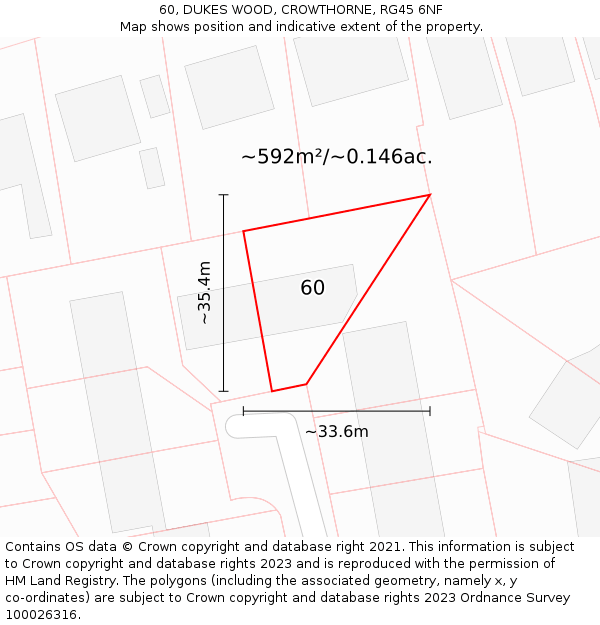 60, DUKES WOOD, CROWTHORNE, RG45 6NF: Plot and title map