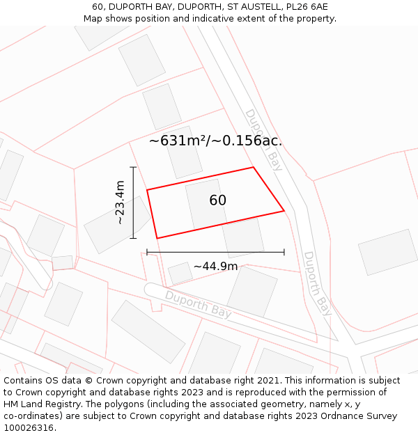 60, DUPORTH BAY, DUPORTH, ST AUSTELL, PL26 6AE: Plot and title map