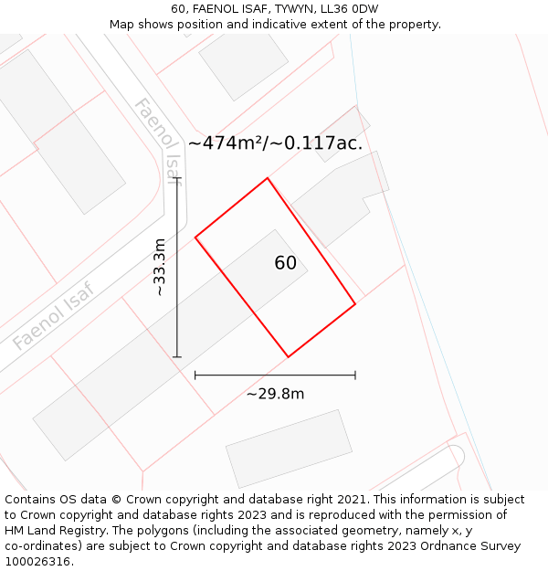 60, FAENOL ISAF, TYWYN, LL36 0DW: Plot and title map