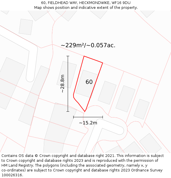 60, FIELDHEAD WAY, HECKMONDWIKE, WF16 9DU: Plot and title map