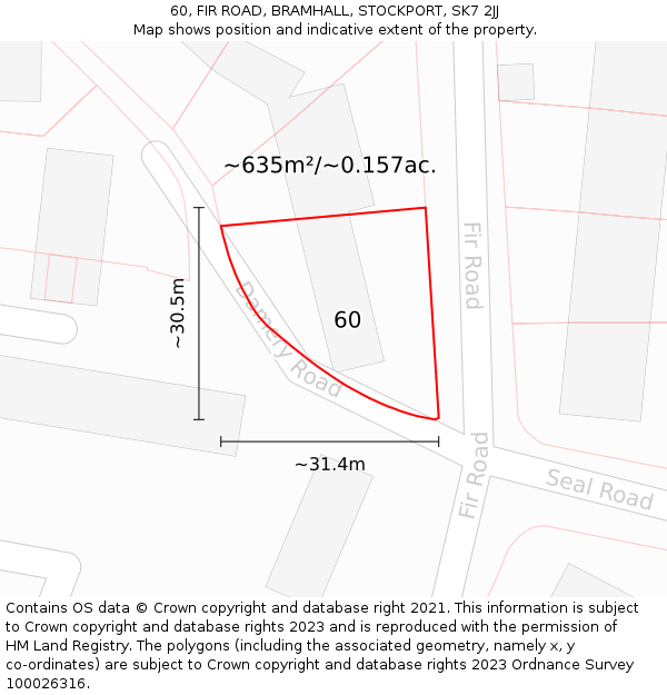 60, FIR ROAD, BRAMHALL, STOCKPORT, SK7 2JJ: Plot and title map