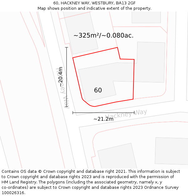 60, HACKNEY WAY, WESTBURY, BA13 2GF: Plot and title map