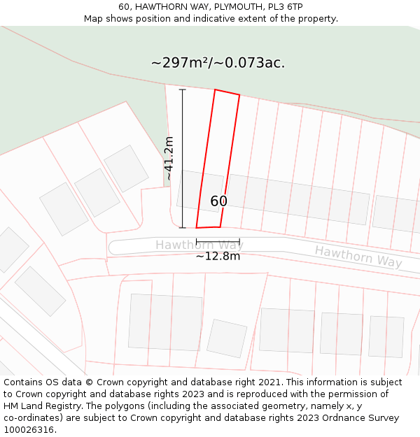 60, HAWTHORN WAY, PLYMOUTH, PL3 6TP: Plot and title map