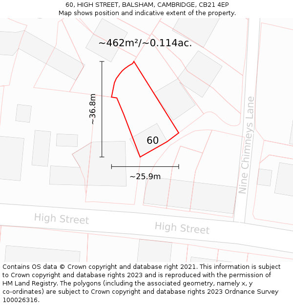 60, HIGH STREET, BALSHAM, CAMBRIDGE, CB21 4EP: Plot and title map