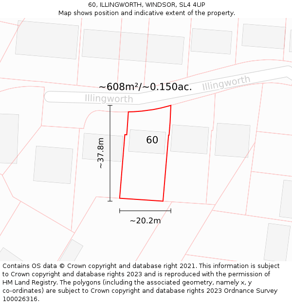 60, ILLINGWORTH, WINDSOR, SL4 4UP: Plot and title map