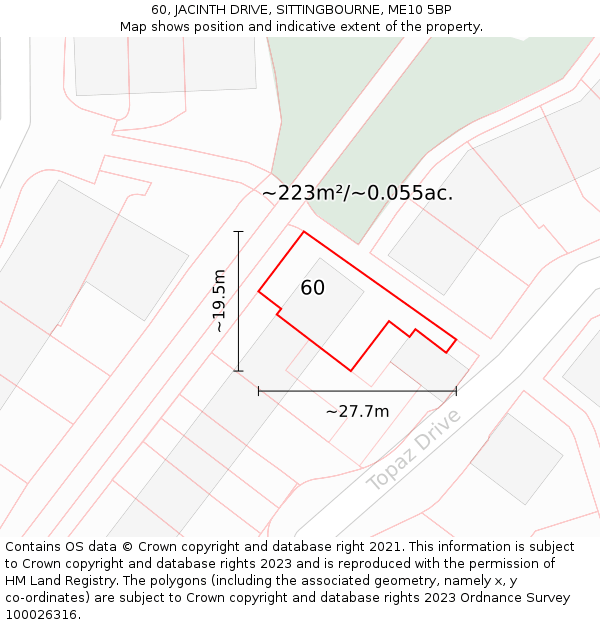 60, JACINTH DRIVE, SITTINGBOURNE, ME10 5BP: Plot and title map