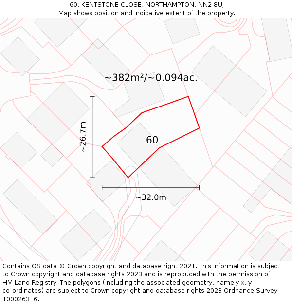 60, KENTSTONE CLOSE, NORTHAMPTON, NN2 8UJ: Plot and title map