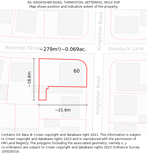 60, KINGFISHER ROAD, THRAPSTON, KETTERING, NN14 4GP: Plot and title map