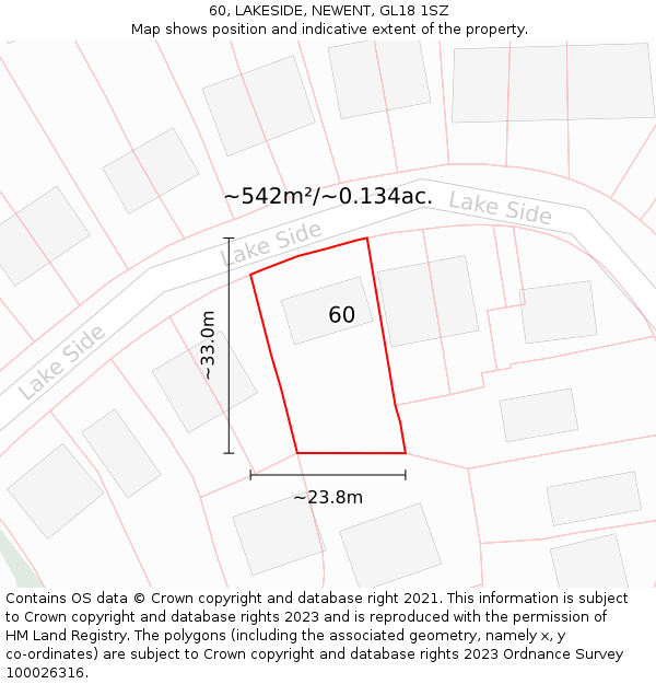 60, LAKESIDE, NEWENT, GL18 1SZ: Plot and title map