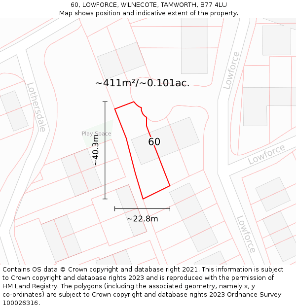 60, LOWFORCE, WILNECOTE, TAMWORTH, B77 4LU: Plot and title map