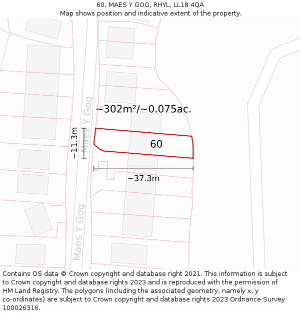 60, MAES Y GOG, RHYL, LL18 4QA: Plot and title map