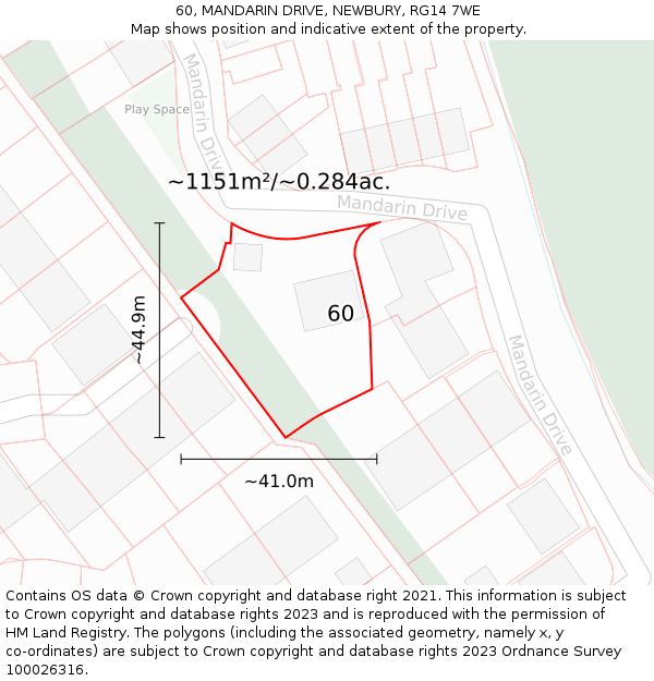 60, MANDARIN DRIVE, NEWBURY, RG14 7WE: Plot and title map