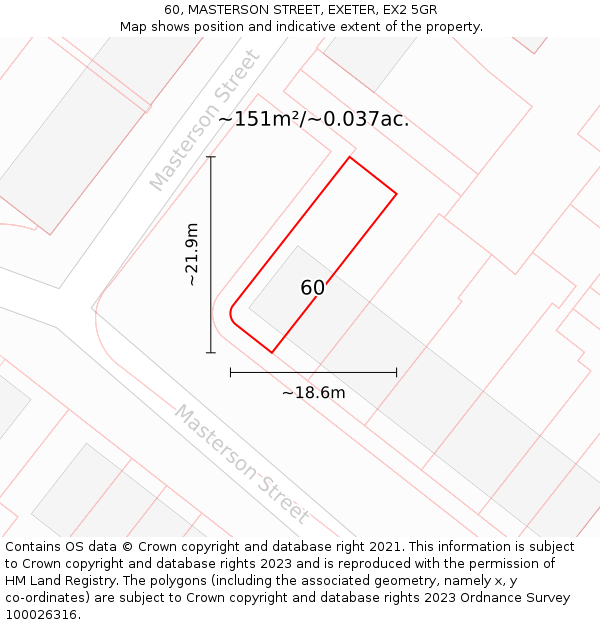 60, MASTERSON STREET, EXETER, EX2 5GR: Plot and title map