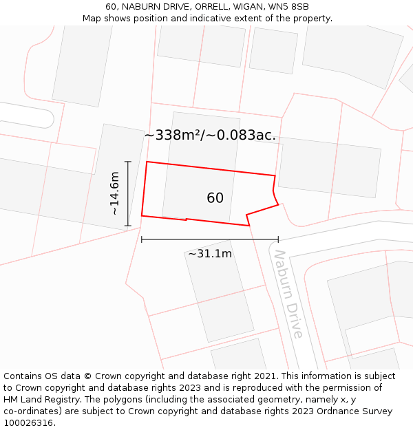 60, NABURN DRIVE, ORRELL, WIGAN, WN5 8SB: Plot and title map