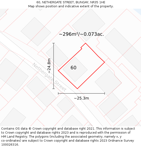 60, NETHERGATE STREET, BUNGAY, NR35 1HE: Plot and title map