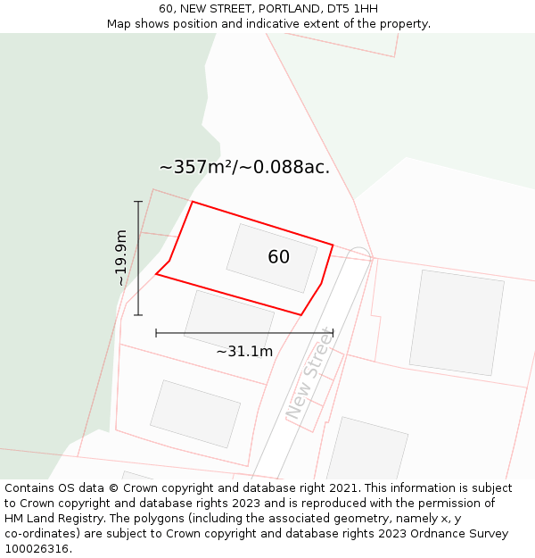 60, NEW STREET, PORTLAND, DT5 1HH: Plot and title map