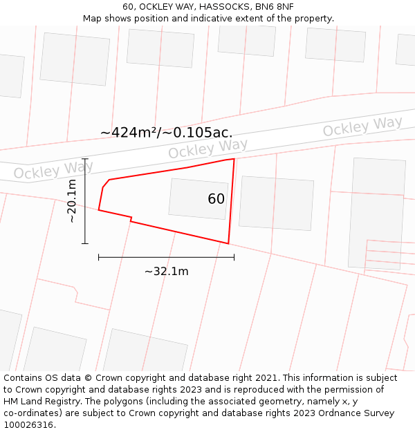 60, OCKLEY WAY, HASSOCKS, BN6 8NF: Plot and title map