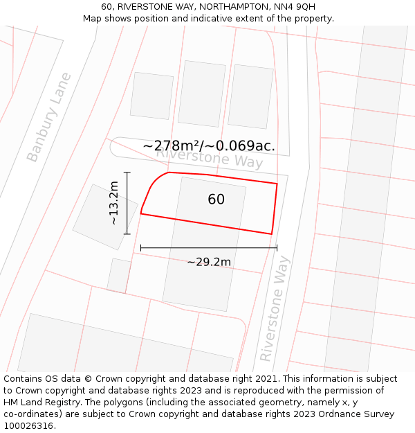 60, RIVERSTONE WAY, NORTHAMPTON, NN4 9QH: Plot and title map