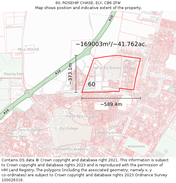 60, ROSEHIP CHASE, ELY, CB6 2FW: Plot and title map