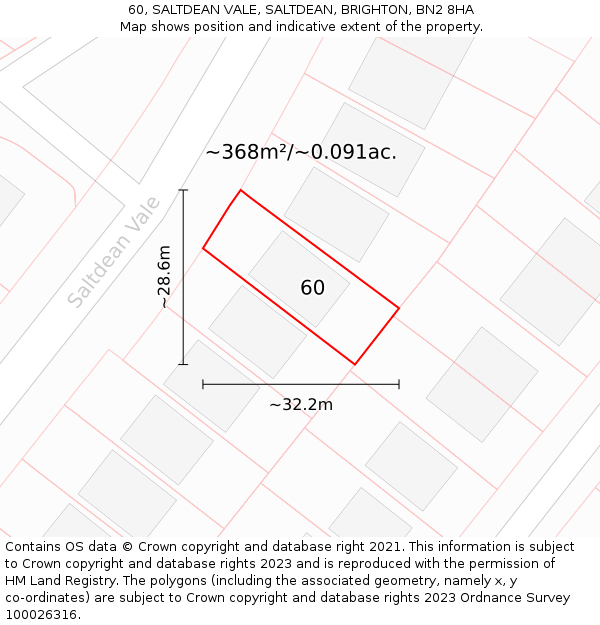 60, SALTDEAN VALE, SALTDEAN, BRIGHTON, BN2 8HA: Plot and title map