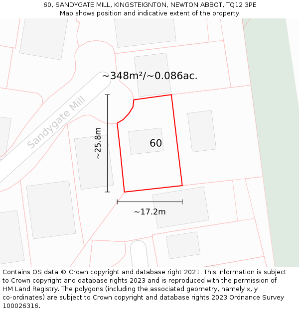 60, SANDYGATE MILL, KINGSTEIGNTON, NEWTON ABBOT, TQ12 3PE: Plot and title map