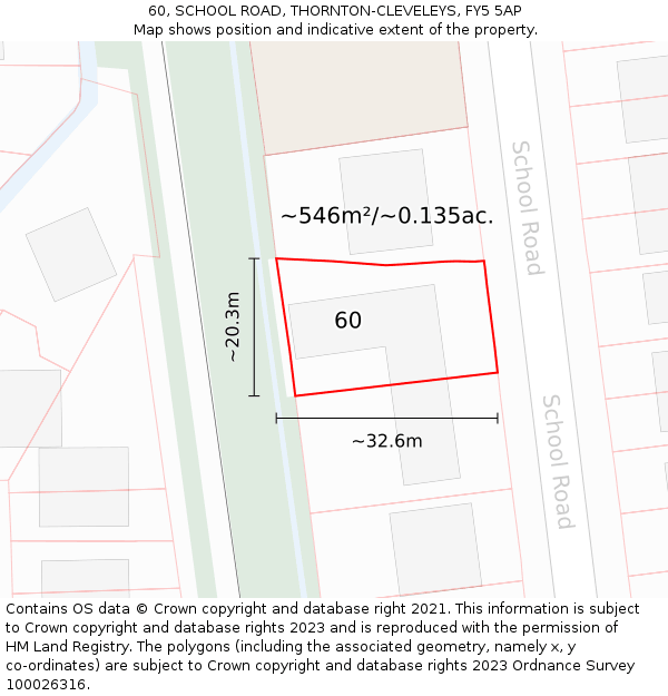 60, SCHOOL ROAD, THORNTON-CLEVELEYS, FY5 5AP: Plot and title map