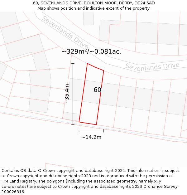 60, SEVENLANDS DRIVE, BOULTON MOOR, DERBY, DE24 5AD: Plot and title map