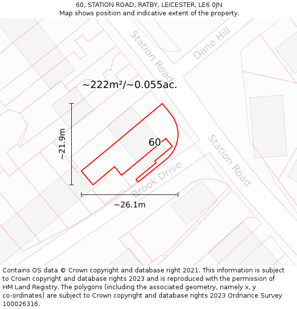 60, STATION ROAD, RATBY, LEICESTER, LE6 0JN: Plot and title map