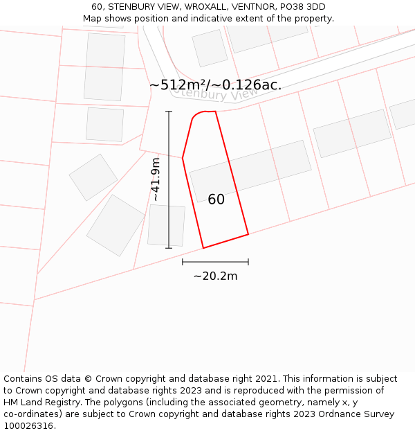 60, STENBURY VIEW, WROXALL, VENTNOR, PO38 3DD: Plot and title map