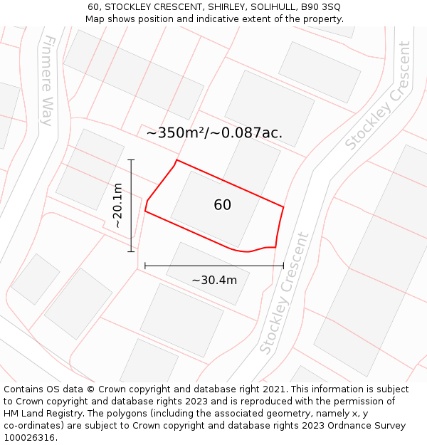 60, STOCKLEY CRESCENT, SHIRLEY, SOLIHULL, B90 3SQ: Plot and title map