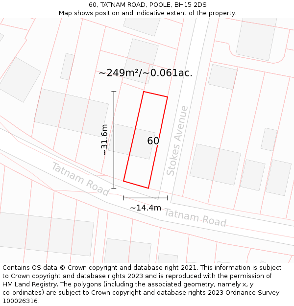 60, TATNAM ROAD, POOLE, BH15 2DS: Plot and title map