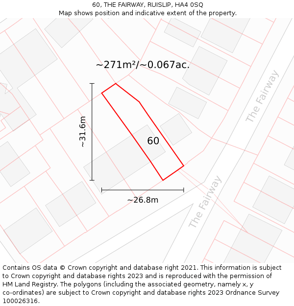 60, THE FAIRWAY, RUISLIP, HA4 0SQ: Plot and title map