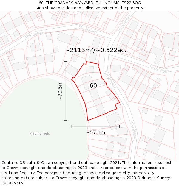 60, THE GRANARY, WYNYARD, BILLINGHAM, TS22 5QG: Plot and title map