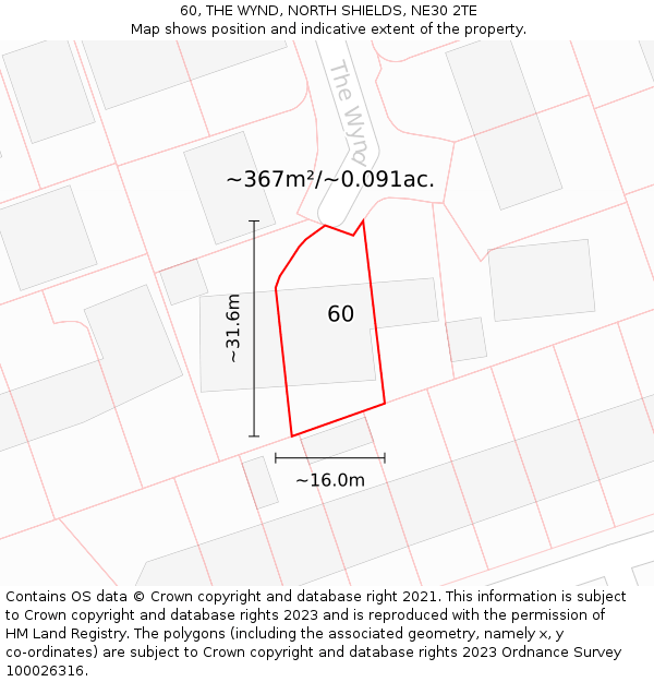 60, THE WYND, NORTH SHIELDS, NE30 2TE: Plot and title map