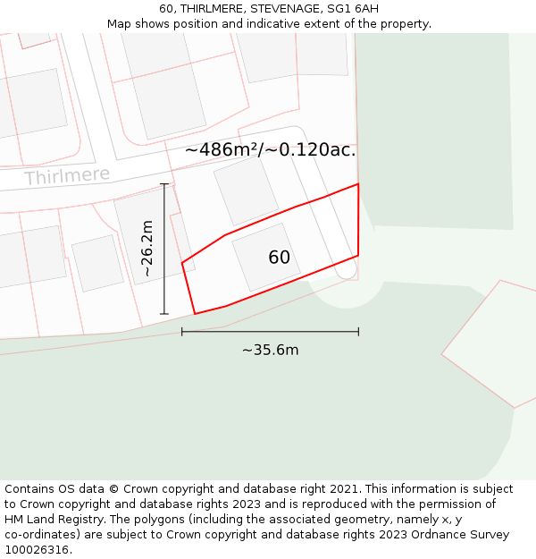 60, THIRLMERE, STEVENAGE, SG1 6AH: Plot and title map