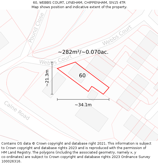 60, WEBBS COURT, LYNEHAM, CHIPPENHAM, SN15 4TR: Plot and title map