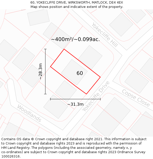 60, YOKECLIFFE DRIVE, WIRKSWORTH, MATLOCK, DE4 4EX: Plot and title map