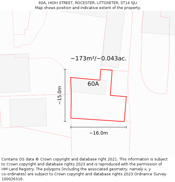 60A, HIGH STREET, ROCESTER, UTTOXETER, ST14 5JU: Plot and title map