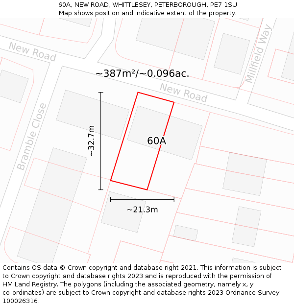 60A, NEW ROAD, WHITTLESEY, PETERBOROUGH, PE7 1SU: Plot and title map