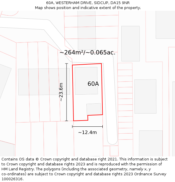60A, WESTERHAM DRIVE, SIDCUP, DA15 9NR: Plot and title map