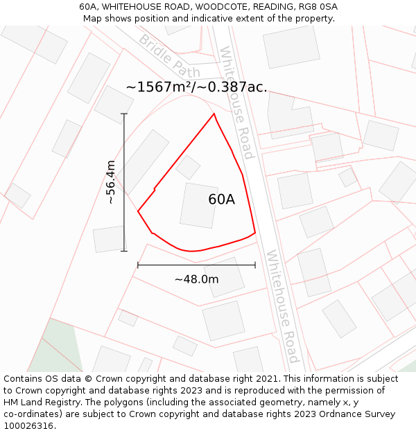 60A, WHITEHOUSE ROAD, WOODCOTE, READING, RG8 0SA: Plot and title map