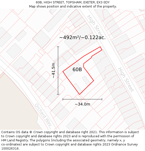 60B, HIGH STREET, TOPSHAM, EXETER, EX3 0DY: Plot and title map