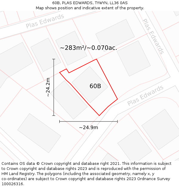 60B, PLAS EDWARDS, TYWYN, LL36 0AS: Plot and title map