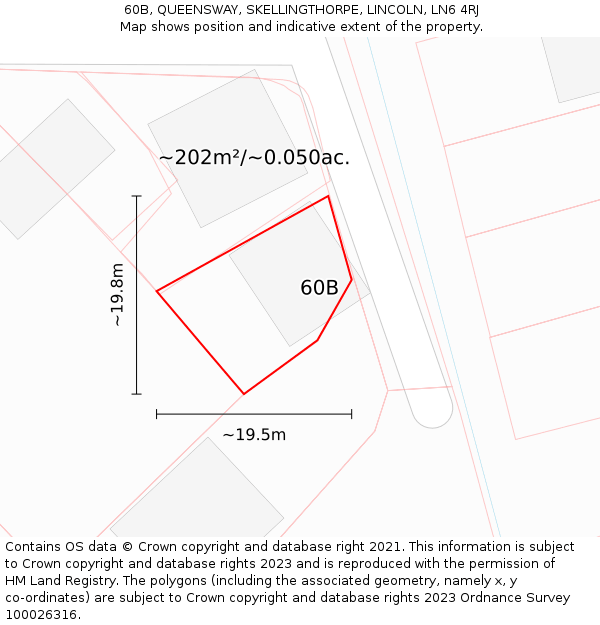 60B, QUEENSWAY, SKELLINGTHORPE, LINCOLN, LN6 4RJ: Plot and title map