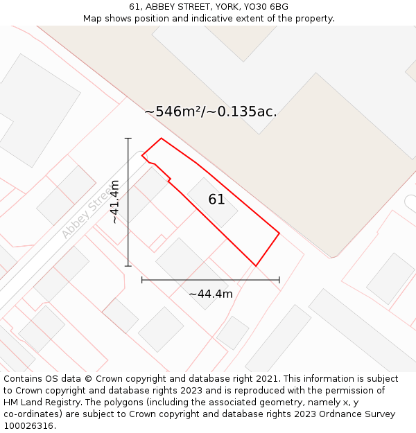 61, ABBEY STREET, YORK, YO30 6BG: Plot and title map