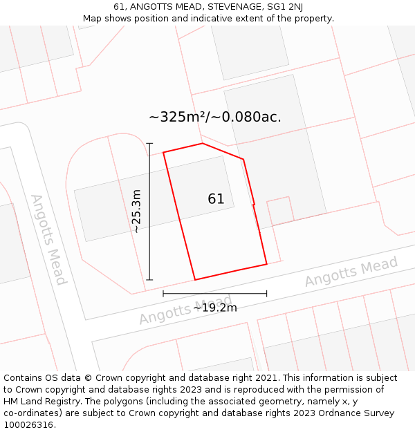 61, ANGOTTS MEAD, STEVENAGE, SG1 2NJ: Plot and title map