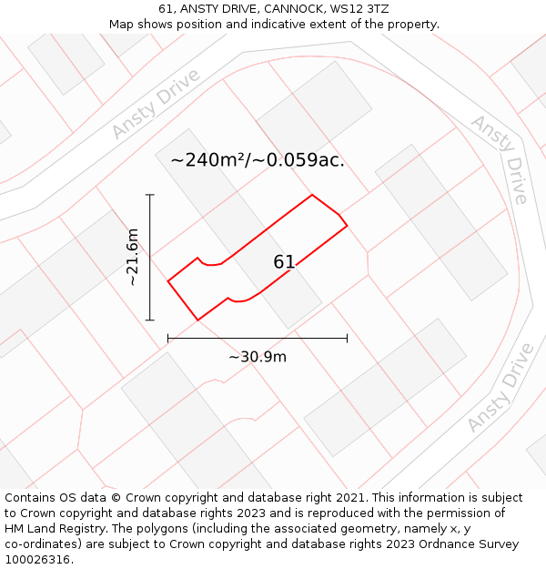 61, ANSTY DRIVE, CANNOCK, WS12 3TZ: Plot and title map