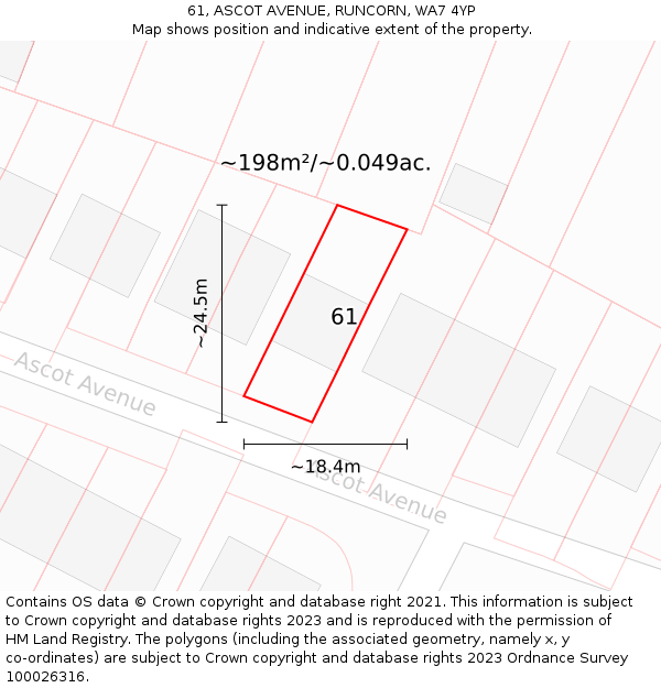 61, ASCOT AVENUE, RUNCORN, WA7 4YP: Plot and title map